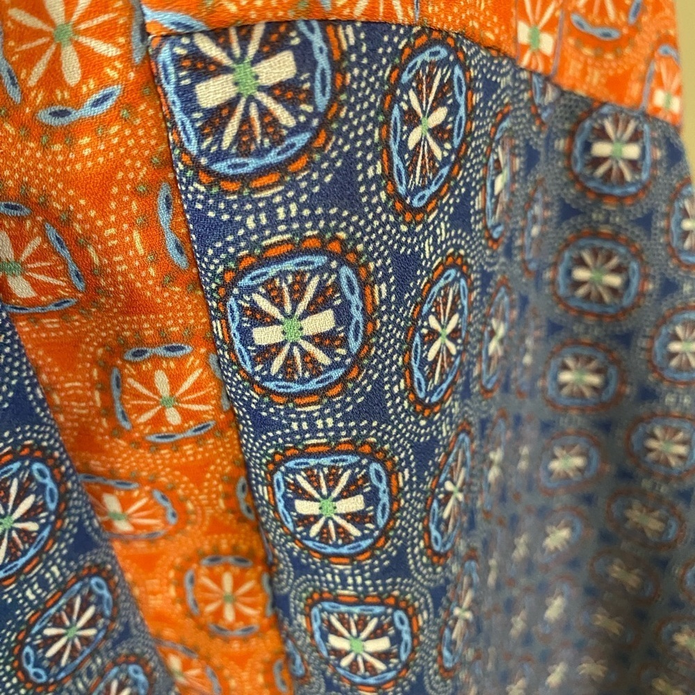 Floral Flowy Romantic Patchwork Sleeveless Day to Night Navy Orange Medium - Picture 5 of 9